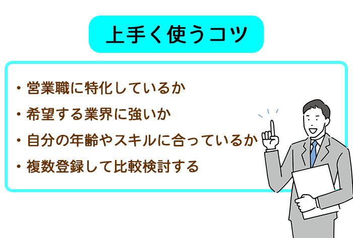 営業職に強い転職サイト＆エージェントを上手に使うコツの画像