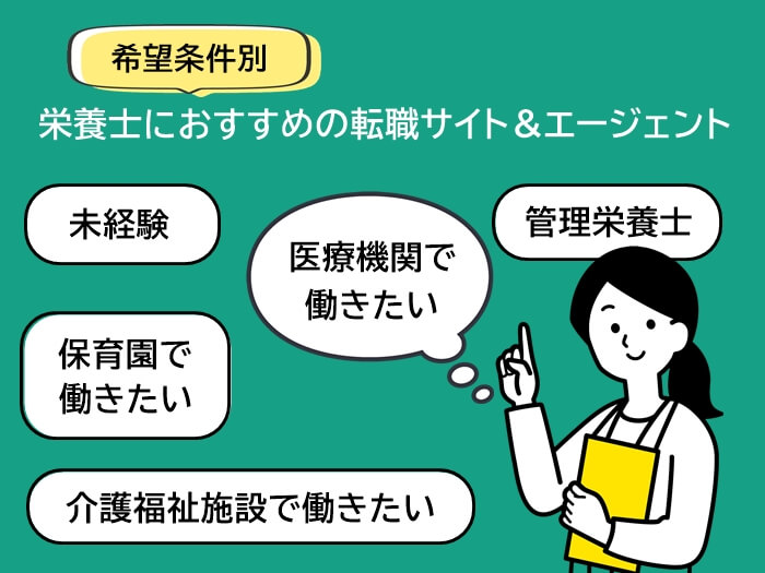 5つの希望条件で選ぶ栄養士におすすめの転職サイト＆転職エージェント