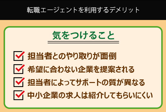 転職エージェントを利用するデメリットや気をつけること一覧