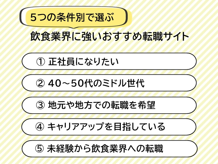 条件別で選ぶ飲食業界に強いおすすめ転職サイト