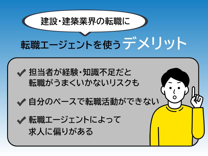 建築・建設業界の転職に転職エージェントを使うデメリット3つ