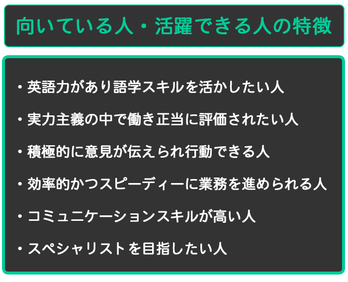 外資系企業に向いている・活躍できる人の特徴の紹介画像