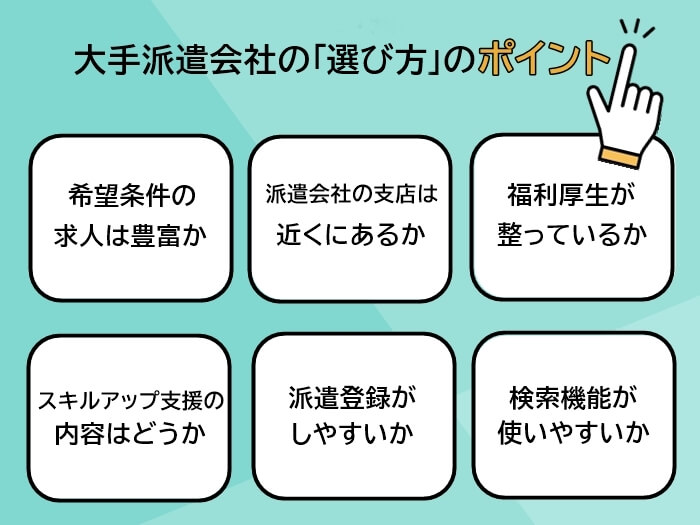 大手派遣会社の選び方のポイント