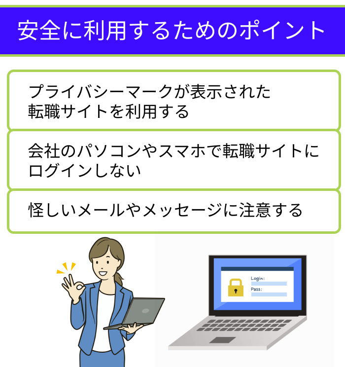 転職サイトを安全に利用するためのポイントについての画像