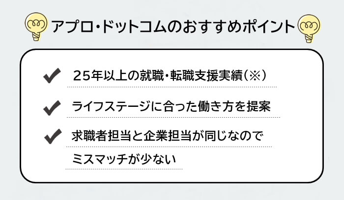 アプロ・ドットコムのおすすめポイントリスト