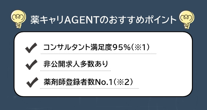 薬キャリAGENTのおすすめポイントリスト