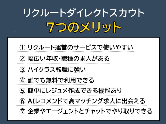 リクルートダイレクトスカウトのメリット7つ